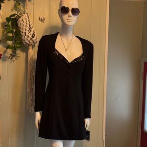 Adrianna Papell Black Dress with Lace Detail